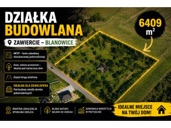Działka śląskie
zawierciański
Zawiercie Na sprzedaż 1 217 710 PLN 6409 m2 