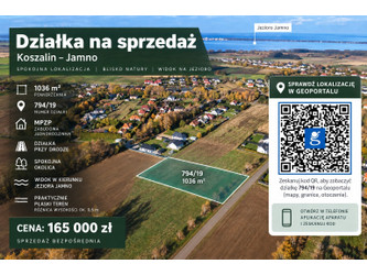 Działka zachodniopomorskie
Koszalin
Jamno-Łabusz
Jamno Na sprzedaż 165 000 PLN 1036 m2 