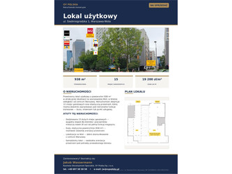 Lokal mazowieckie
Warszawa
Wola Na sprzedaż 22 140 000 PLN 938 m2 