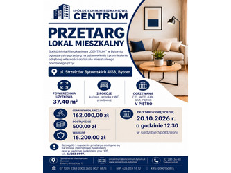 Mieszkanie śląskie
Bytom Na sprzedaż 162 000 PLN 37,4 m2 
