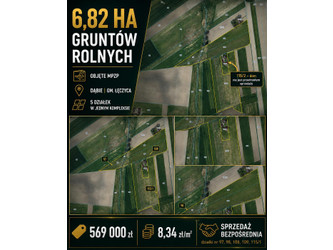 Działka łódzkie
łęczycki
Łęczyca
Dąbie Na sprzedaż 569 000 PLN 68 200 m2 
