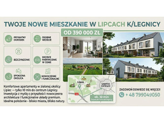 Mieszkanie dolnośląskie
legnicki
Miłkowice
Lipce Na sprzedaż 390 000 PLN 54 m2 